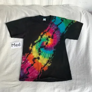 Adult Medium Discharged & Tie-Dye Rainbow Path with a Spiral Tee