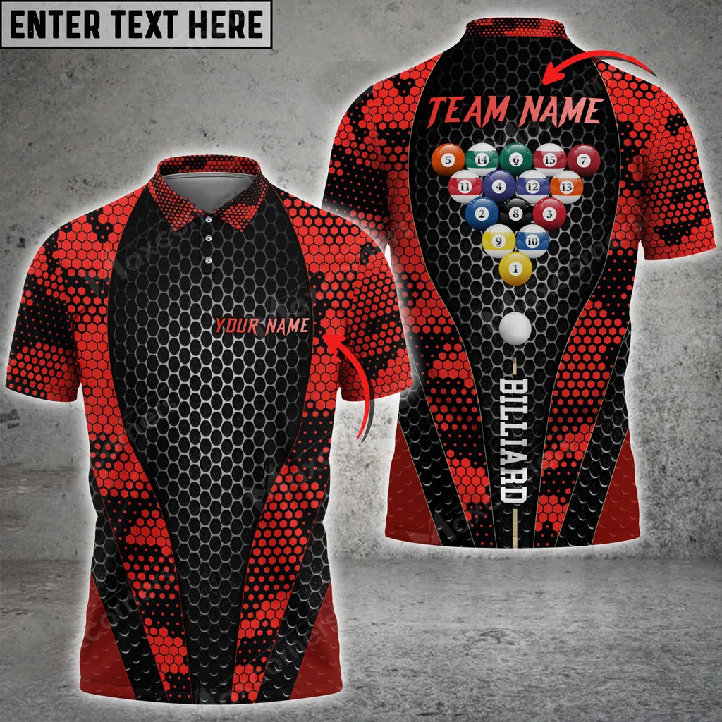Billiards Multicolor Camo Pattern Personalized Name, Team Name Unisex 3D Polo Shirt