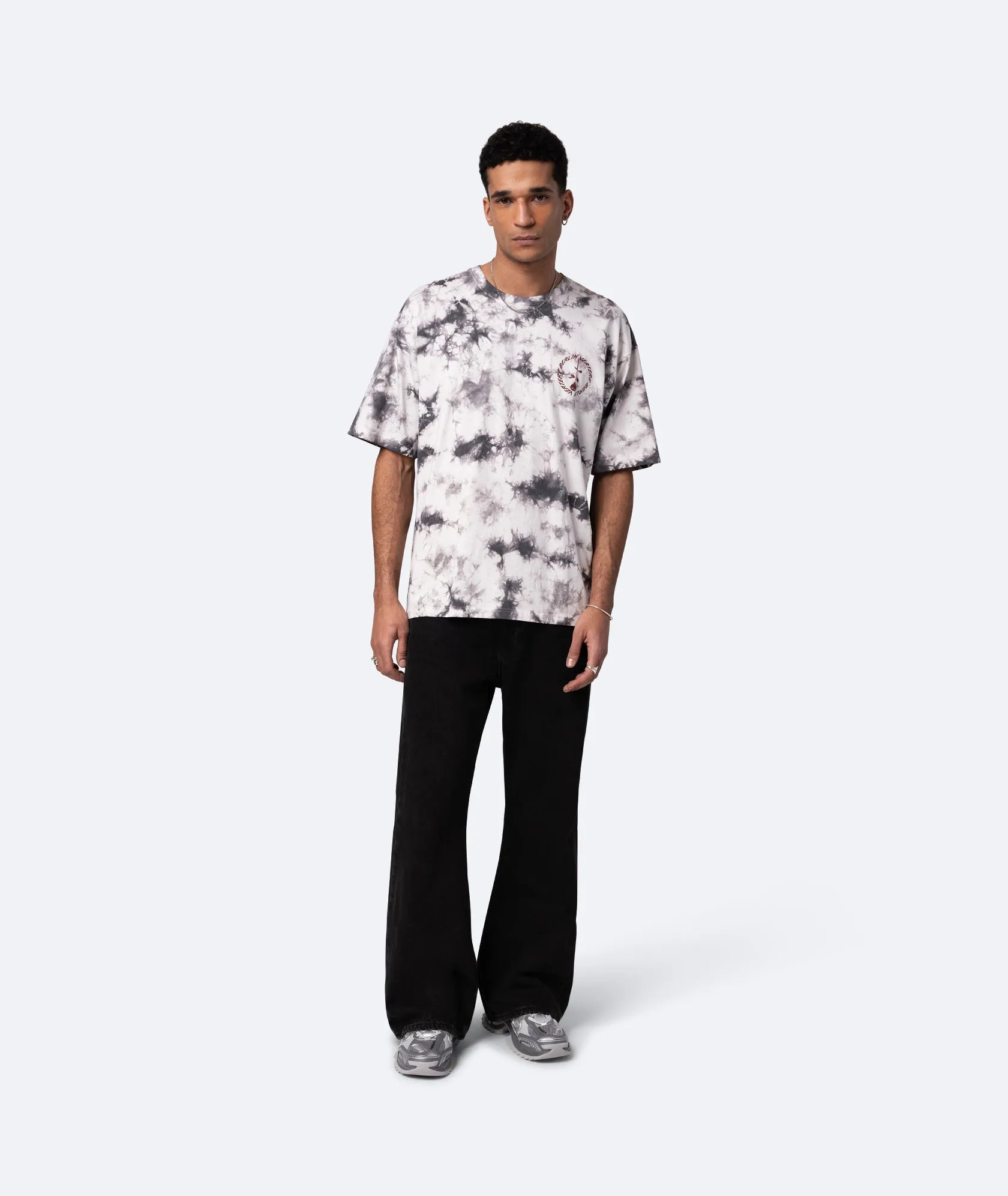 CIRCLE LOGO  T-SHIRT - GREY TIE DYE