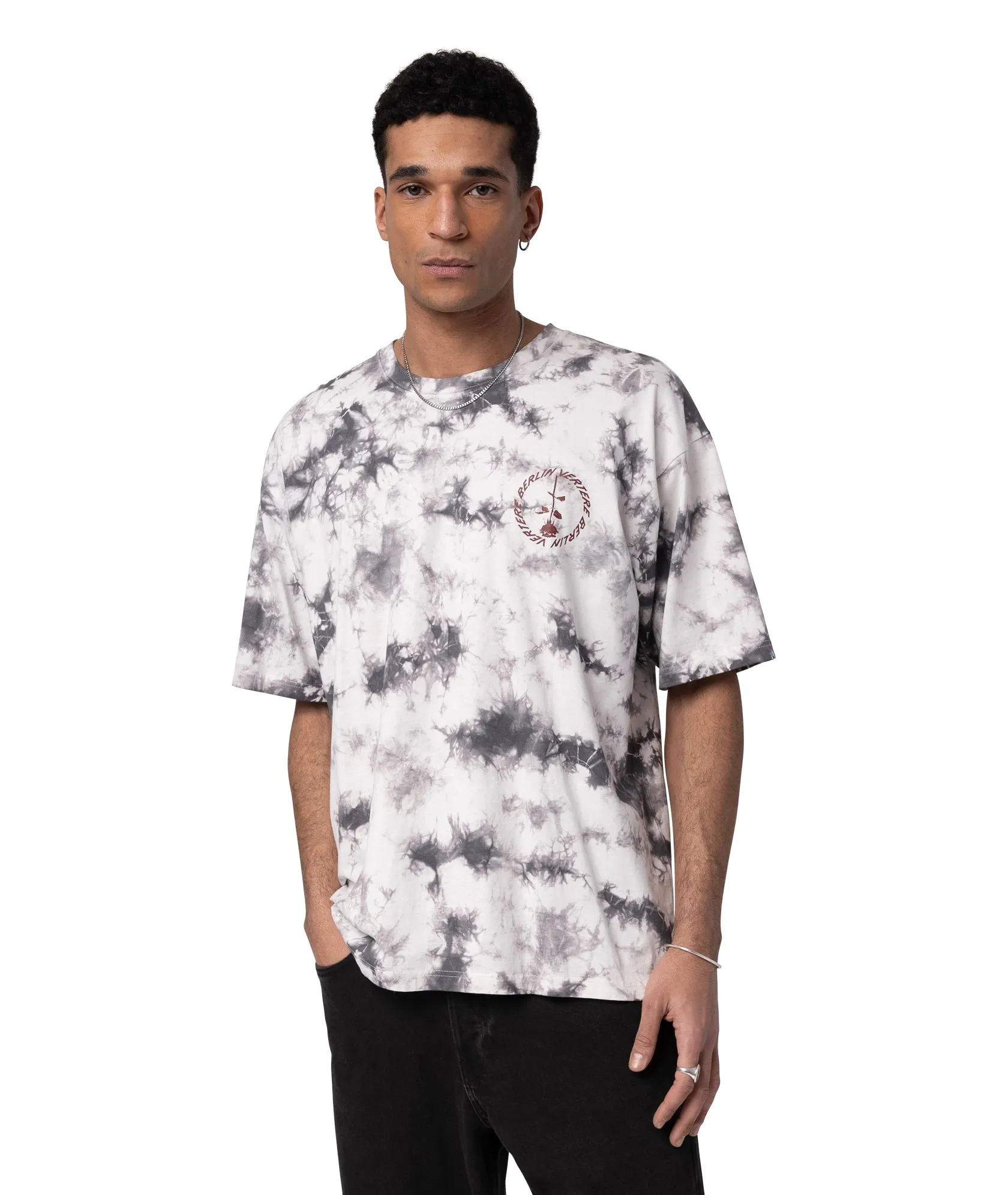 CIRCLE LOGO  T-SHIRT - GREY TIE DYE
