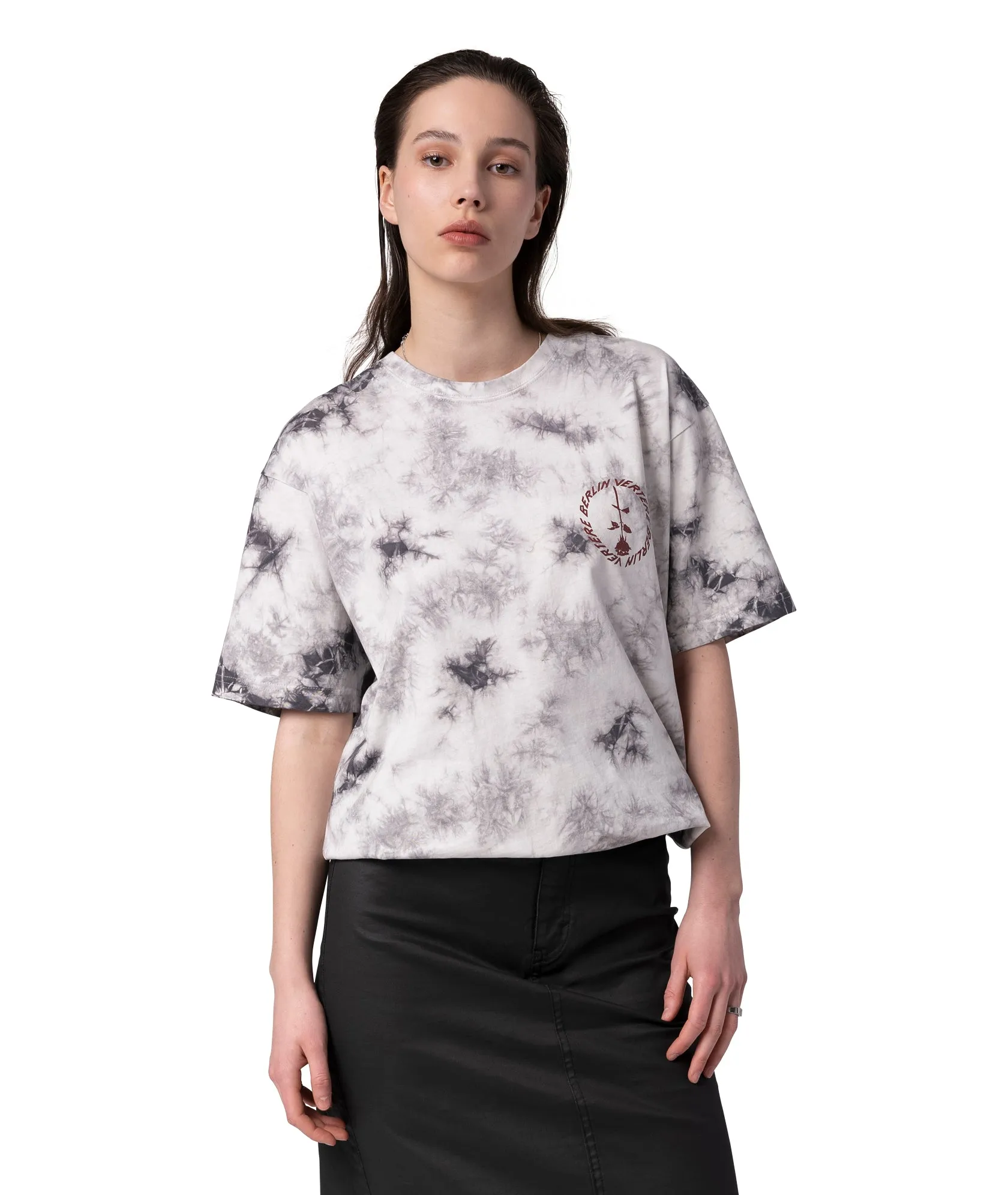 CIRCLE LOGO  T-SHIRT - GREY TIE DYE