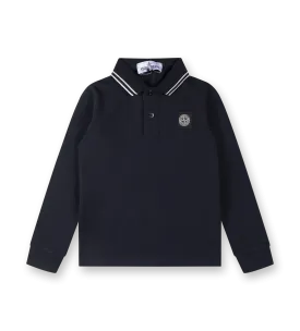 Compass-Patch Polo Shirt Navy