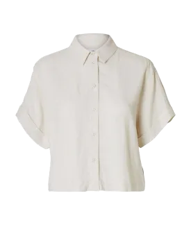 Cropped Short Sleeved Shirt - Cream