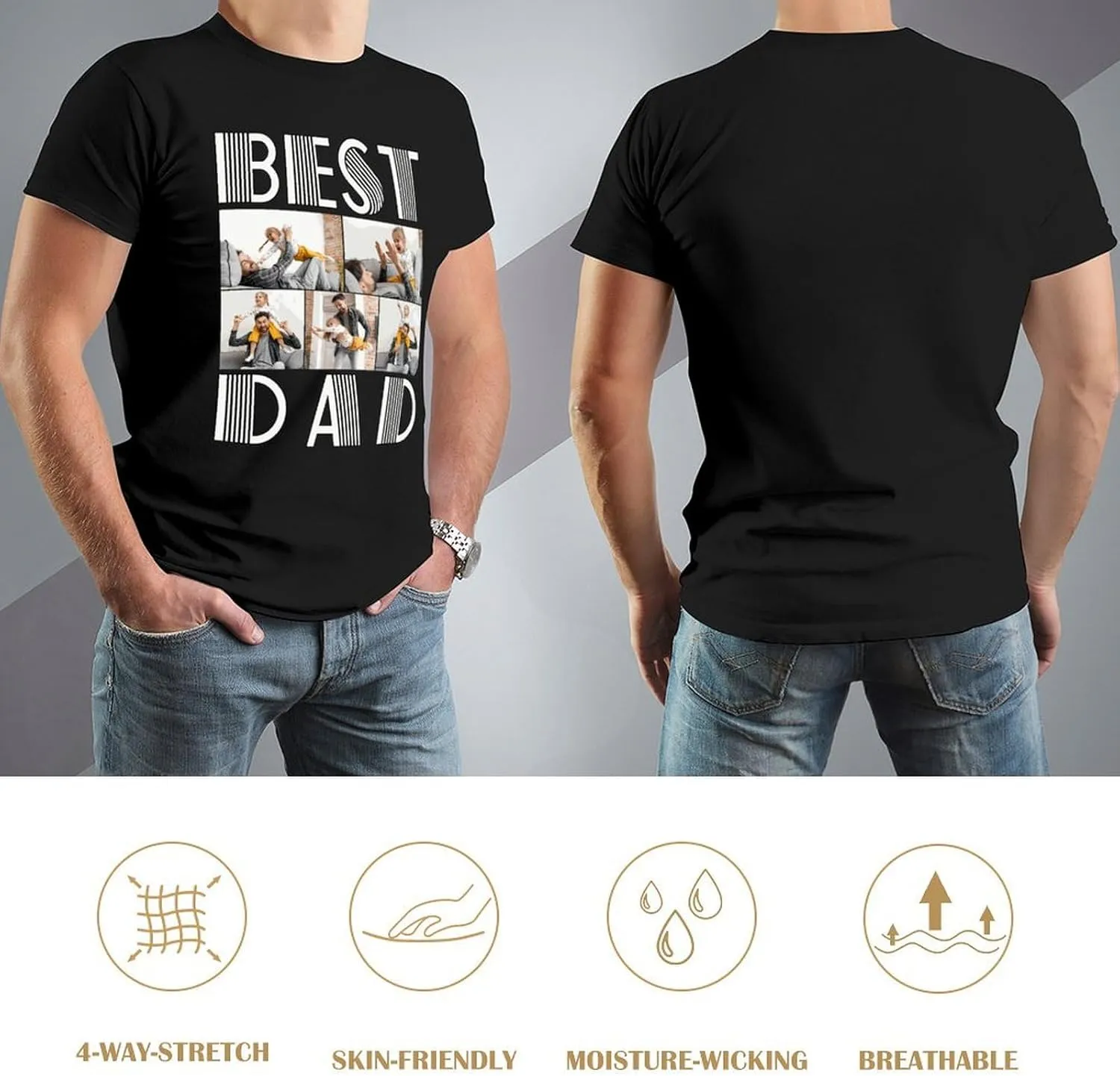 Custom Face T Shirt for Men Design Your Own Personalized Photo Tee Shirt with Face on Them Customized Gifts for Dad