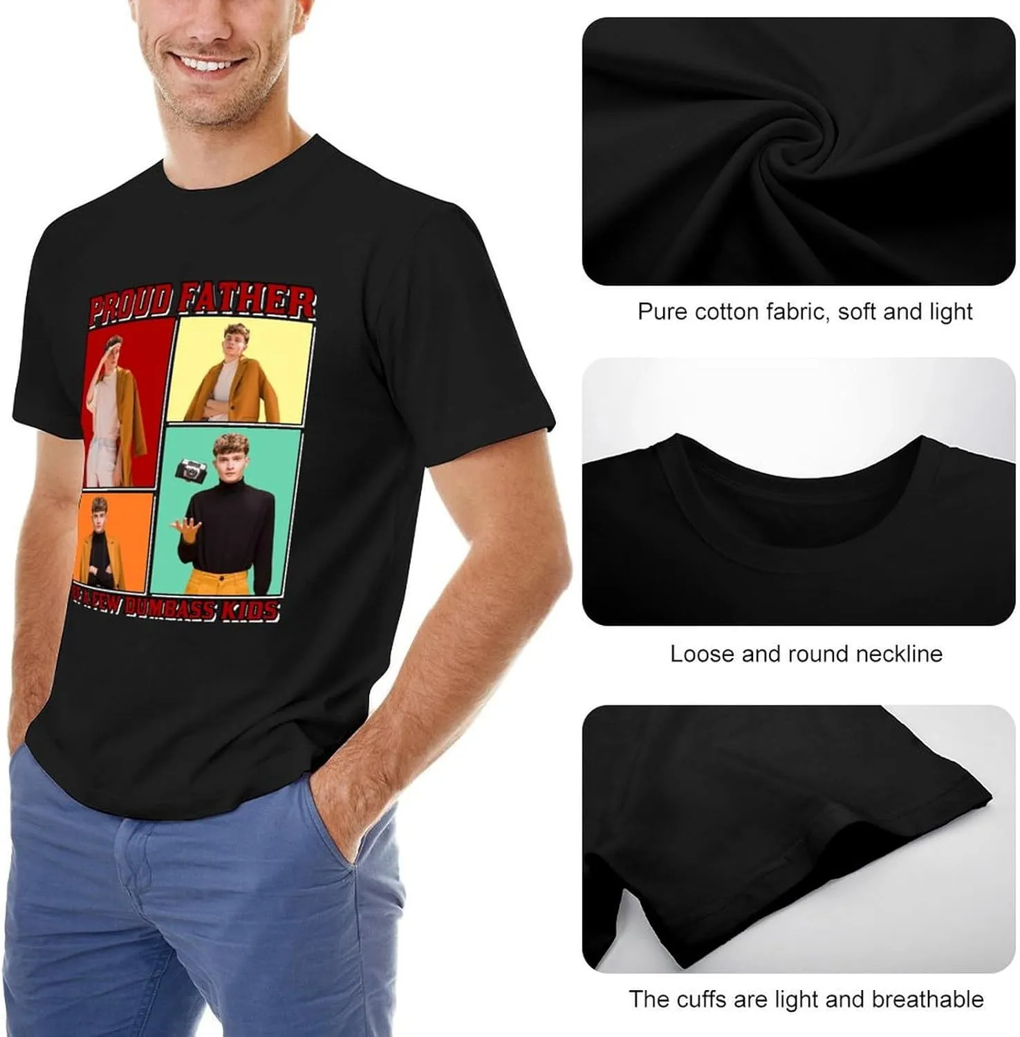 Custom Face T Shirt for Men Design Your Own Personalized Photo Tee Shirt with Face on Them Customized Gifts for Dad