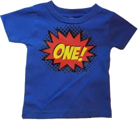 Custom Kingdom Baby Boys One Superhero Comic Book Hero 1st Birthday Boy Shirt 1 Year Old Colorful First Birthday T-Shirt