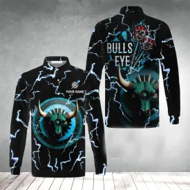 Customized Darts Bull Eyes Dartboard Men's Long Sleeve Polo Shirt, Perfect Gift for Dart Players