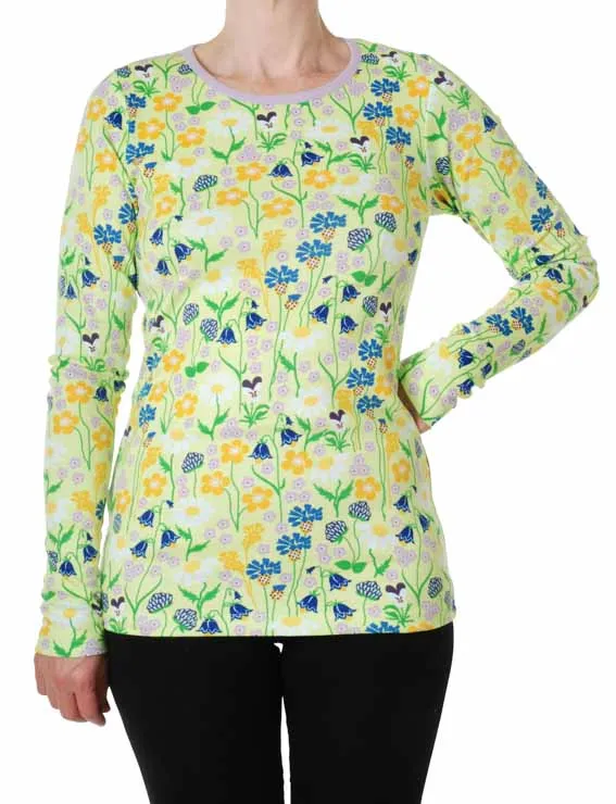 DUNS Long Sleeved T-shirt Adult - Midsummer Flowers Green