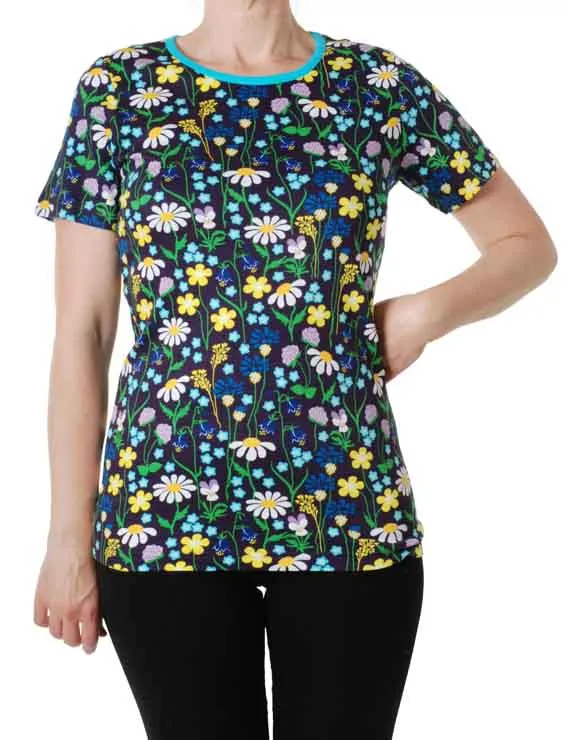 DUNS Short Sleeved T-shirt Adult - Midsummer Flowers Purple