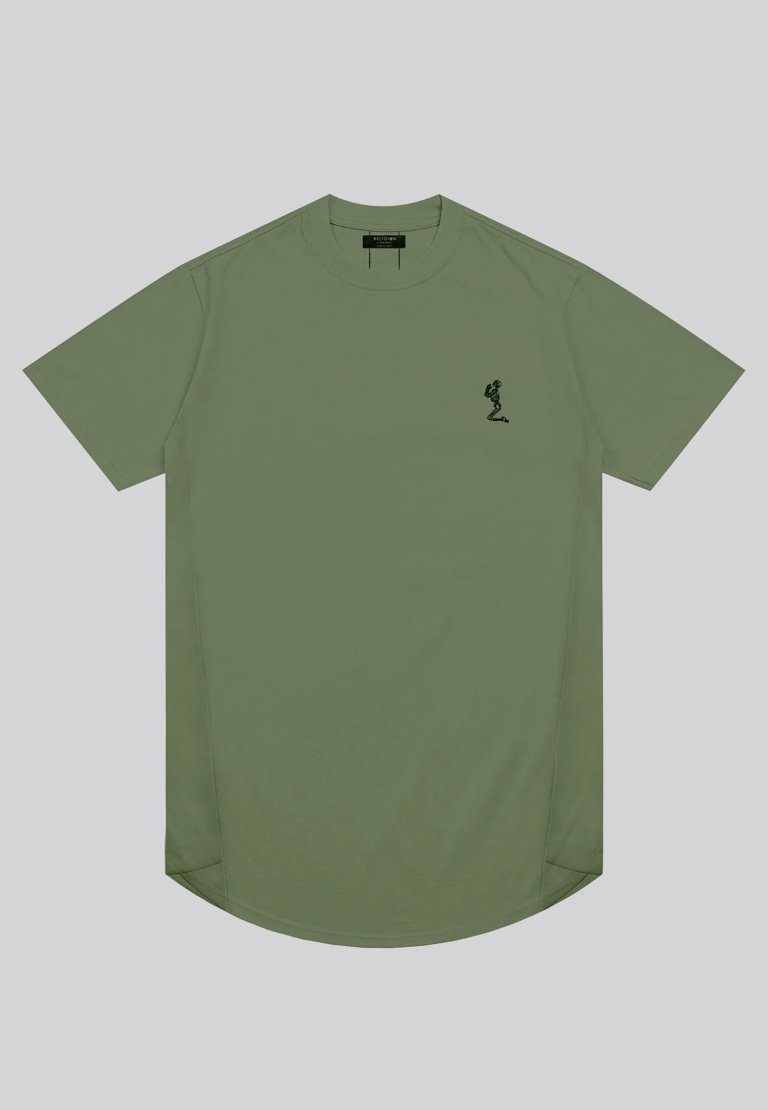 ESSENTIAL SWAG CURVED HEM DARK OLIVE T-SHIRT