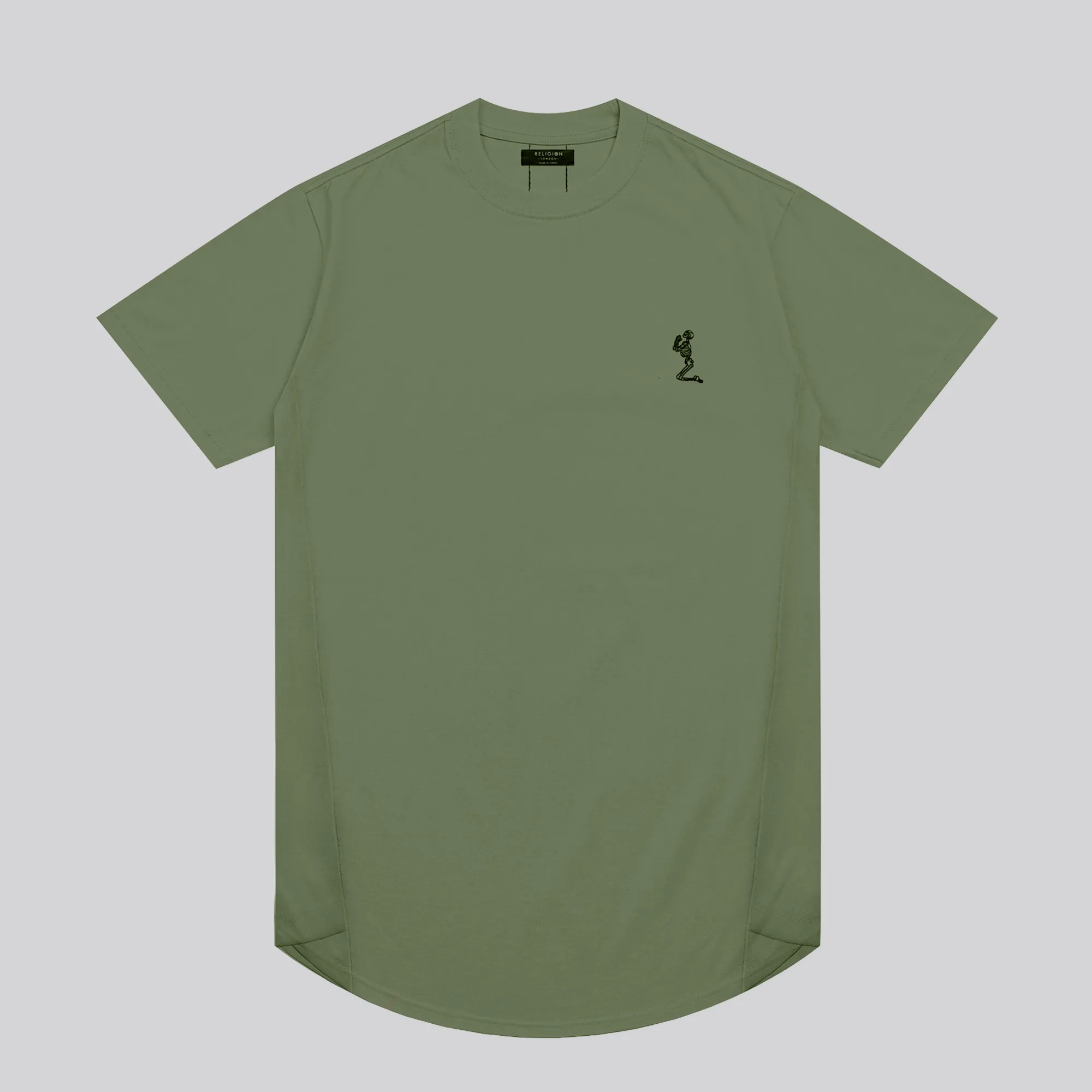 ESSENTIAL SWAG CURVED HEM DARK OLIVE T-SHIRT