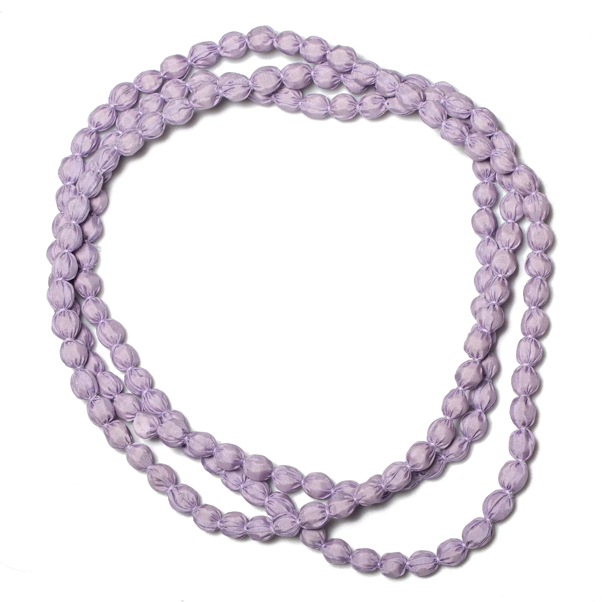 EXTRA LONG LILAC FABRIC BALL NECKLACE