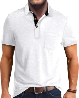 FANARCHER Men's Casual Polo Shirts Classic Long Sleeve Shirt Solid Color Button T-Shirts Cotton Tees Golf Stylish Tops