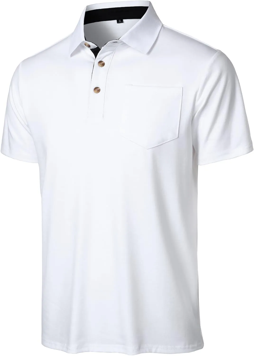 FANARCHER Men's Casual Polo Shirts Classic Long Sleeve Shirt Solid Color Button T-Shirts Cotton Tees Golf Stylish Tops