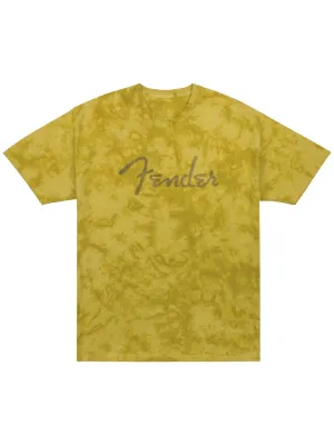 Fender Spaghetti Logo Tie-Dye T-Shirt, Mustard, Large
