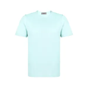 FERRANTE Cotton Jersey Crew Neck T-Shirt TURQUOISE