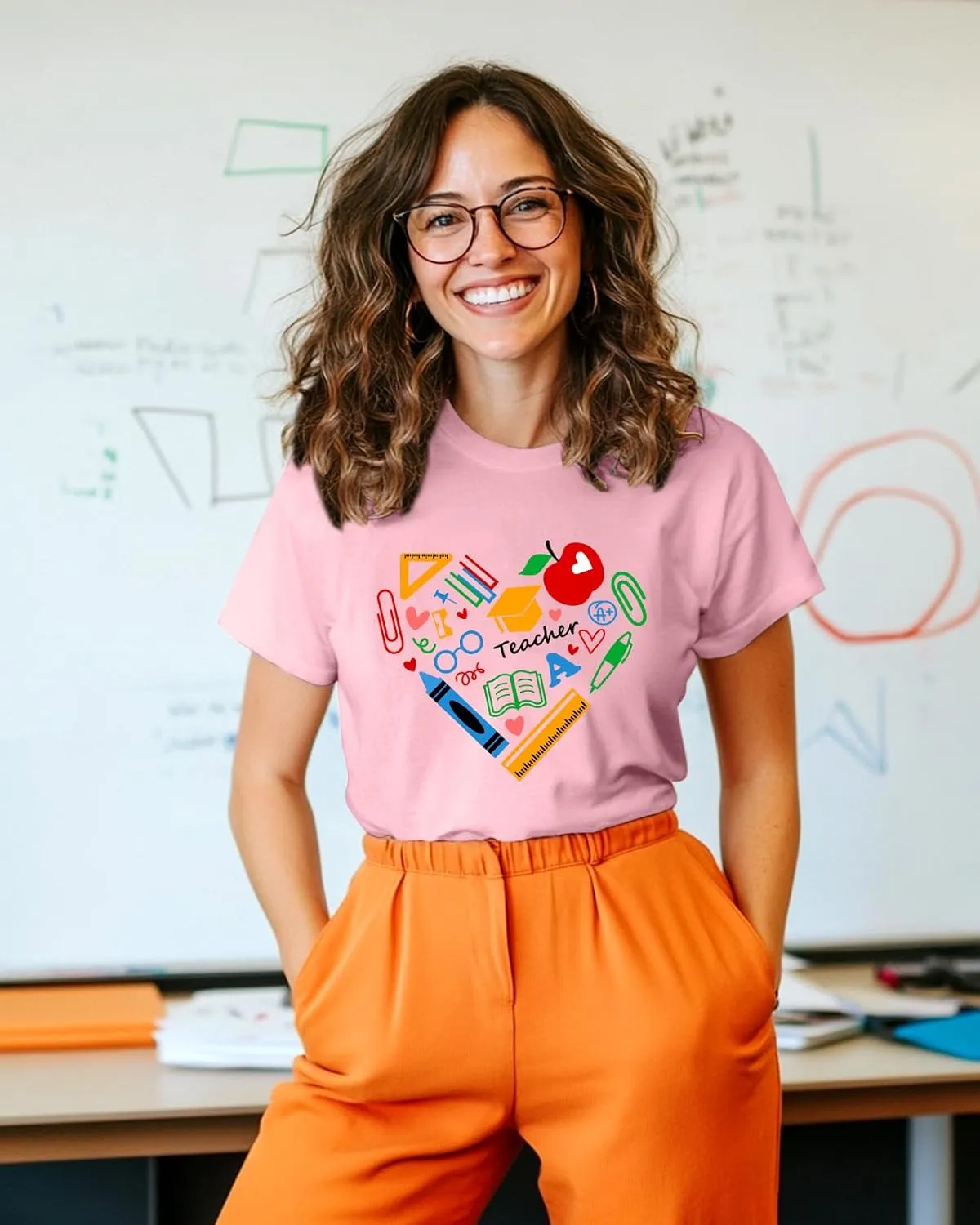 Flafens Teacher T-Shirt for Women - Graphic Tees Womens 2025 Teacher Crewneck Cotton Cute Cool Short Sleeve Tshirts