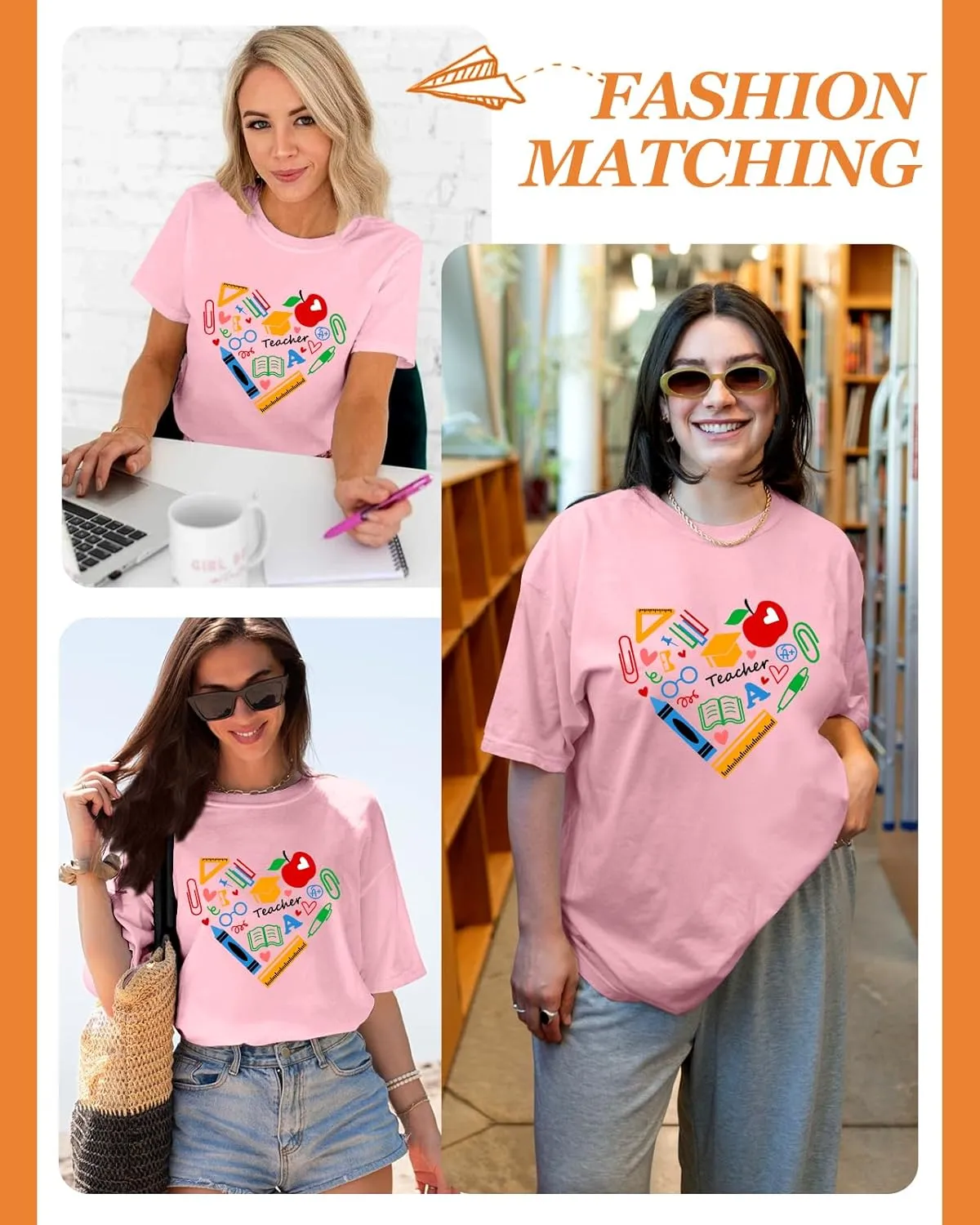 Flafens Teacher T-Shirt for Women - Graphic Tees Womens 2025 Teacher Crewneck Cotton Cute Cool Short Sleeve Tshirts