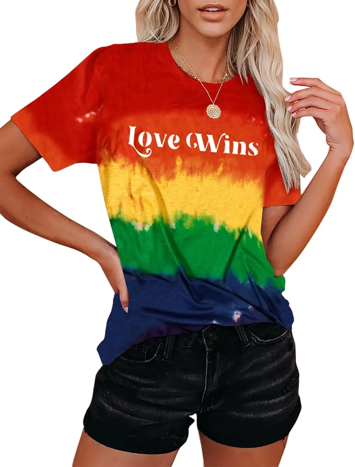 Gay Pride Shirts Women LGBTQ Lesbian Equality Rainbow Graphic Love Wins T Shirt Casual Short Sleeve Tops Tee