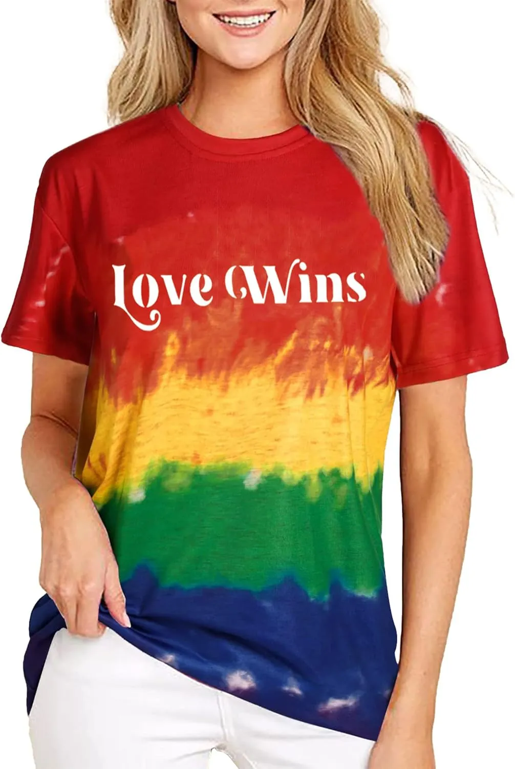 Gay Pride Shirts Women LGBTQ Lesbian Equality Rainbow Graphic Love Wins T Shirt Casual Short Sleeve Tops Tee