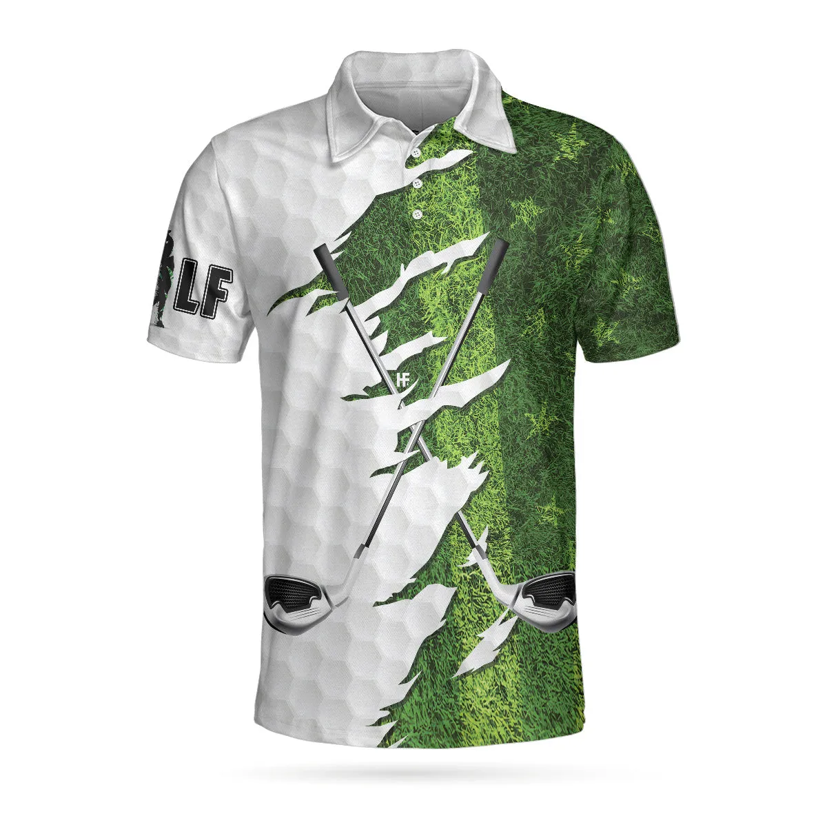 Golf Ripped Clubs & Course American Golfer Polo Shirt, Green American Flag Polo Shirt, Patriotic Golf Shirt For Men Coolspod