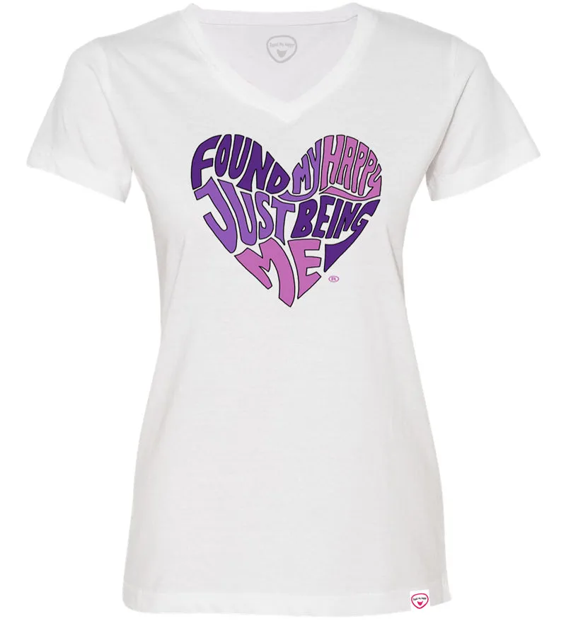 Happy Just Being Me Heart Women's V-neck T-Shirt
