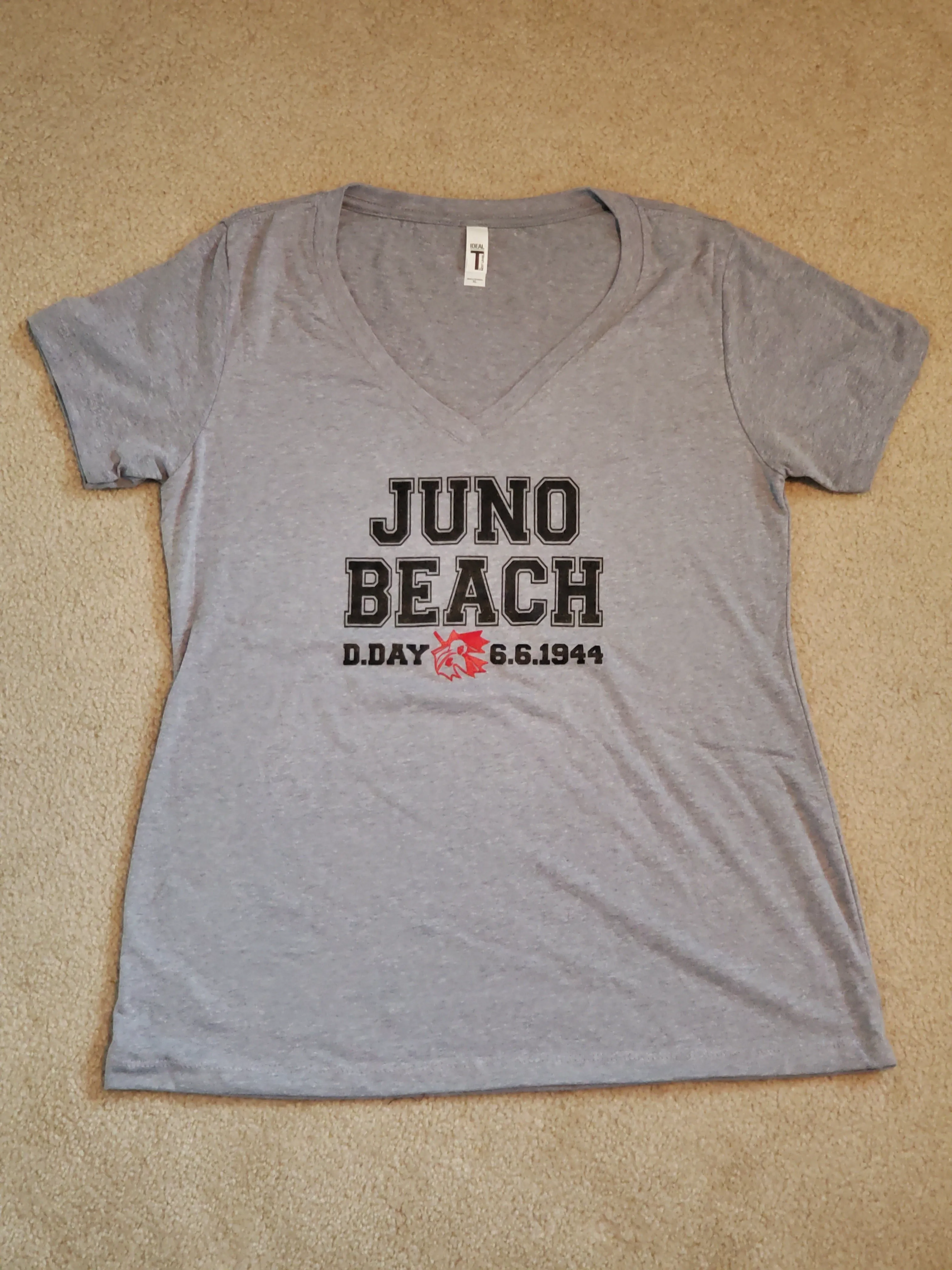 Juno Beach Ladies V Neck T Shirt - Heather Gray