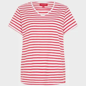 Ladies Striped Vneck T-Shirt