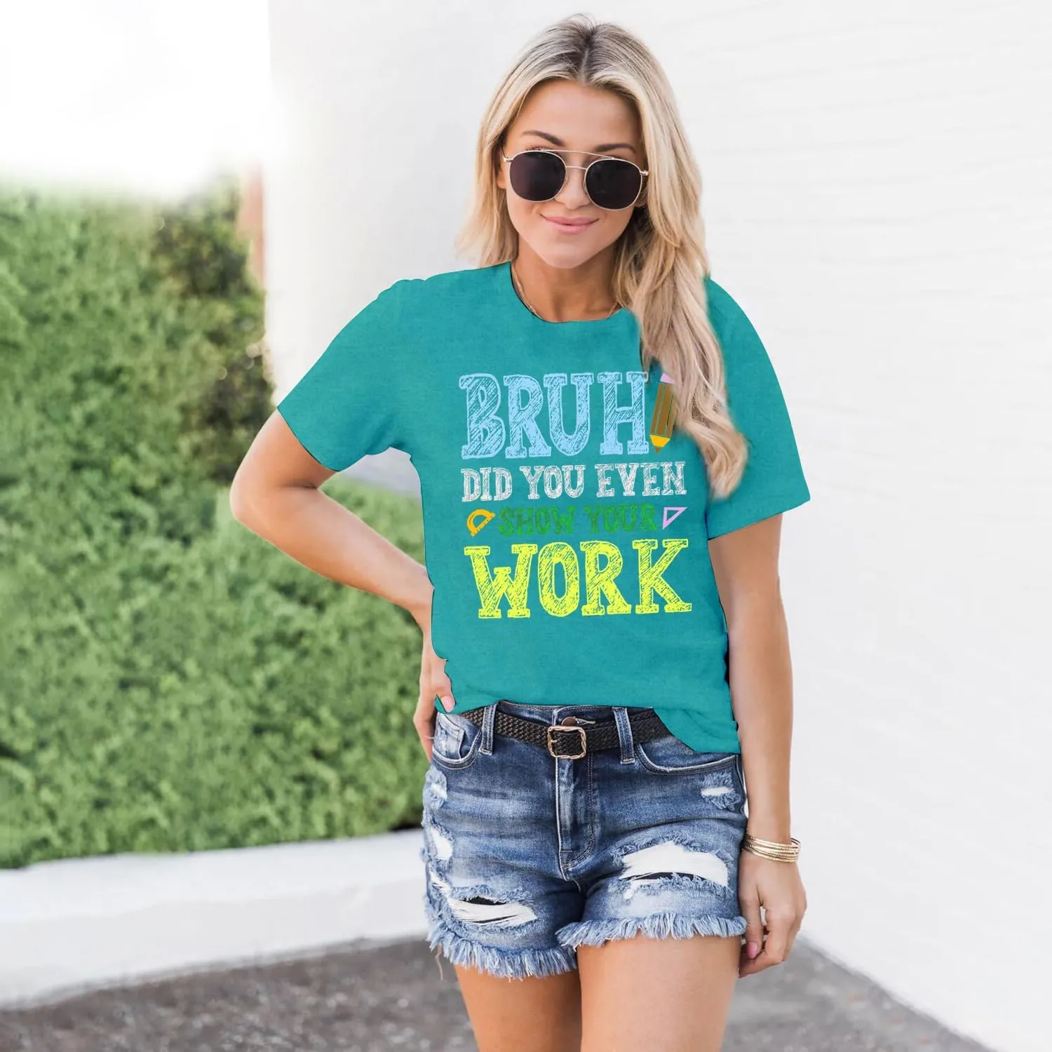 MAIHUN Math Teacher Shirt for Women Funny Teaching Tshirt Math Teacher Life Tee Tops