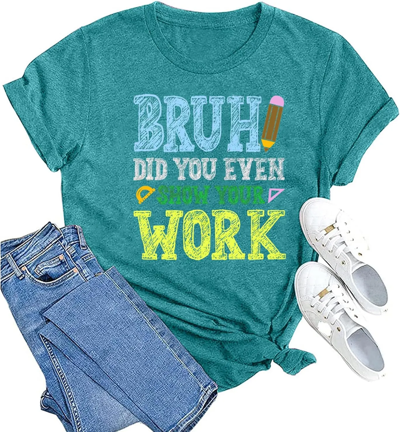 MAIHUN Math Teacher Shirt for Women Funny Teaching Tshirt Math Teacher Life Tee Tops