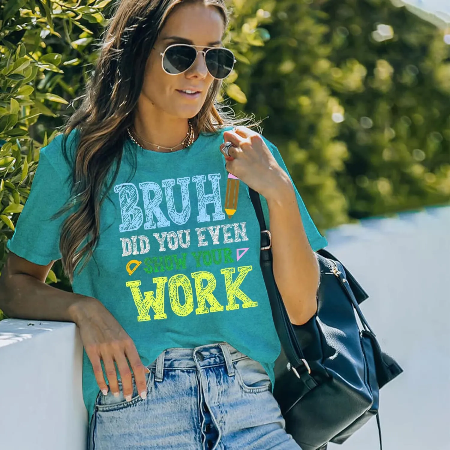 MAIHUN Math Teacher Shirt for Women Funny Teaching Tshirt Math Teacher Life Tee Tops
