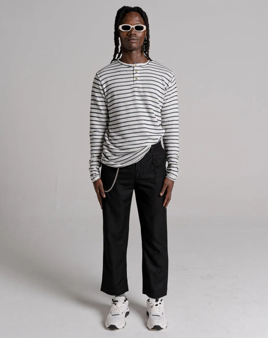 METEORA UNISEX STRIPED LONG-SLEEVED T-SHIRT | ECRU