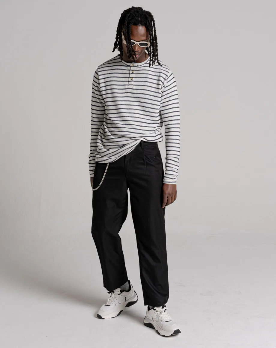 METEORA UNISEX STRIPED LONG-SLEEVED T-SHIRT | ECRU