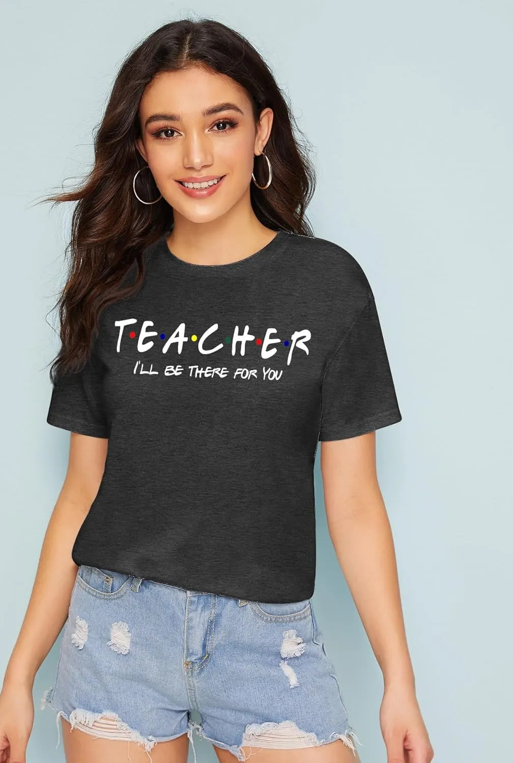 PECHAR Teacher Shirts Women Funny Teach Printed Graphic Tshirt Short Sleeve T-Shirt Blouse Teacher Gifts Tops Tee