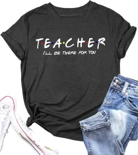 PECHAR Teacher Shirts Women Funny Teach Printed Graphic Tshirt Short Sleeve T-Shirt Blouse Teacher Gifts Tops Tee