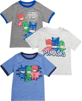 PJ Masks Toddler Boys T-Shirts 3-Pack Clothes for Boys Featuring Catboy, Gekko, and Owlette