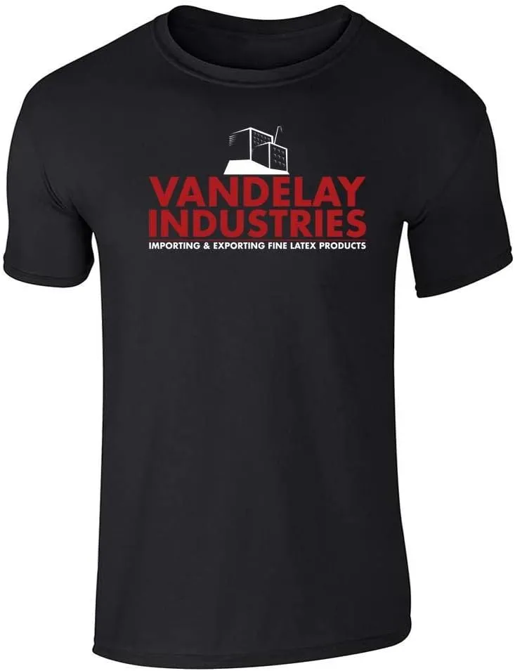 Pop Threads Vandelay Industries Company Logo Retro 90s Graphic Tee T-Shirt for Men
