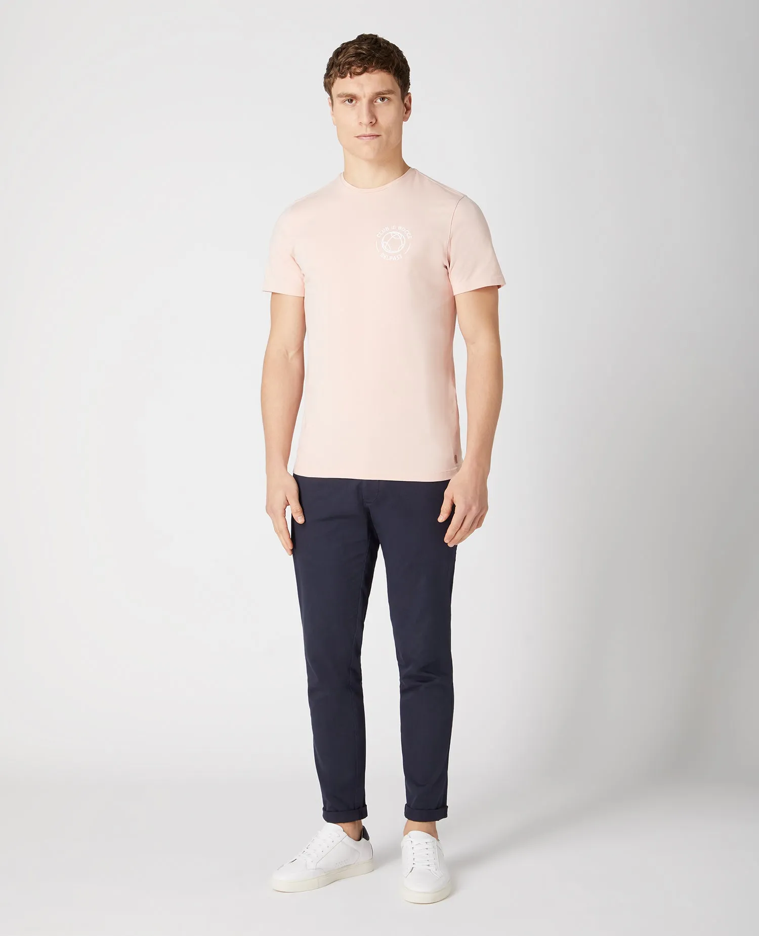 Printed Cotton-Stretch Crew Neck T-Shirt