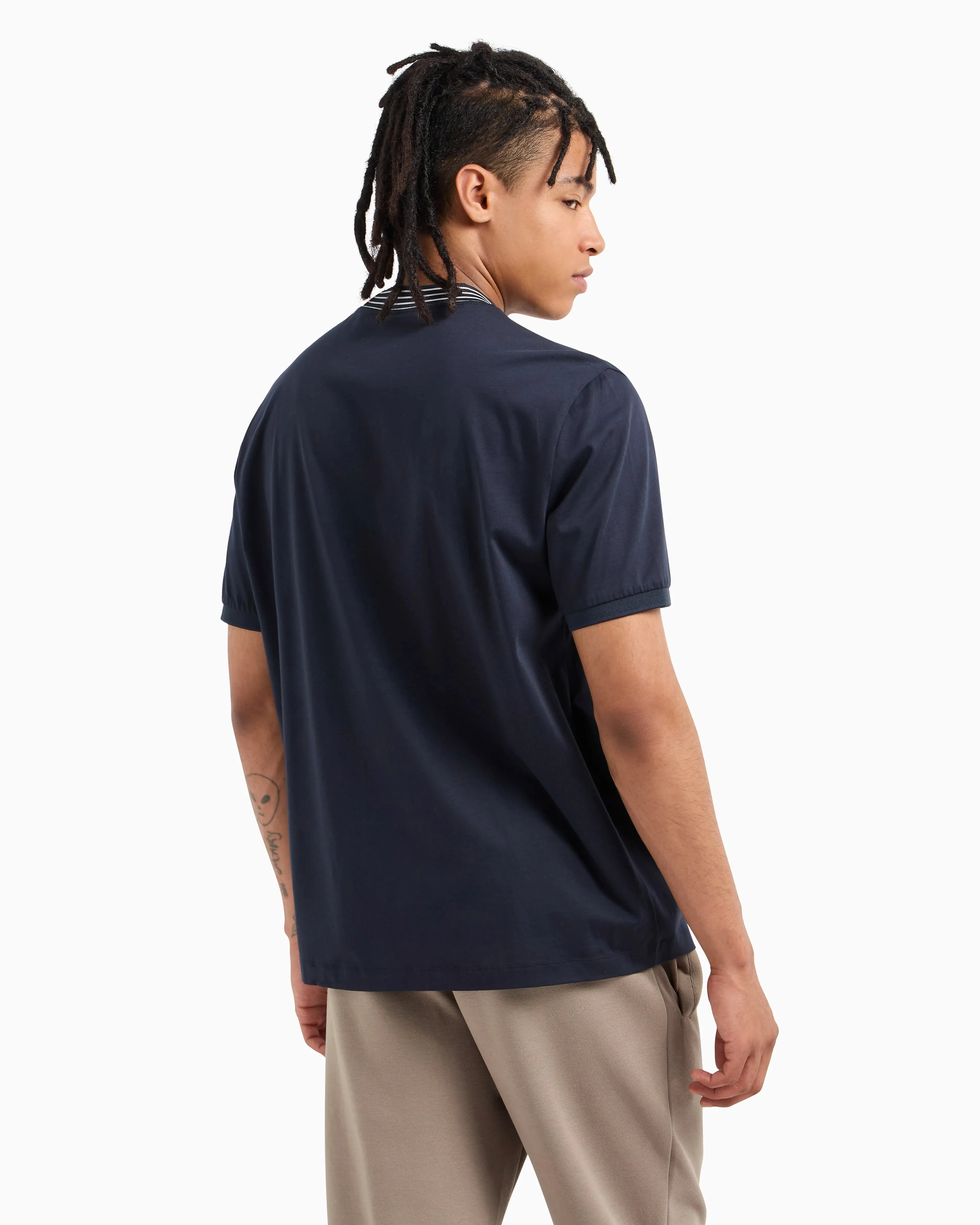 Regular Fit T-shirt With Striped (Navy) - 6DZTJCZJ9AZ1510