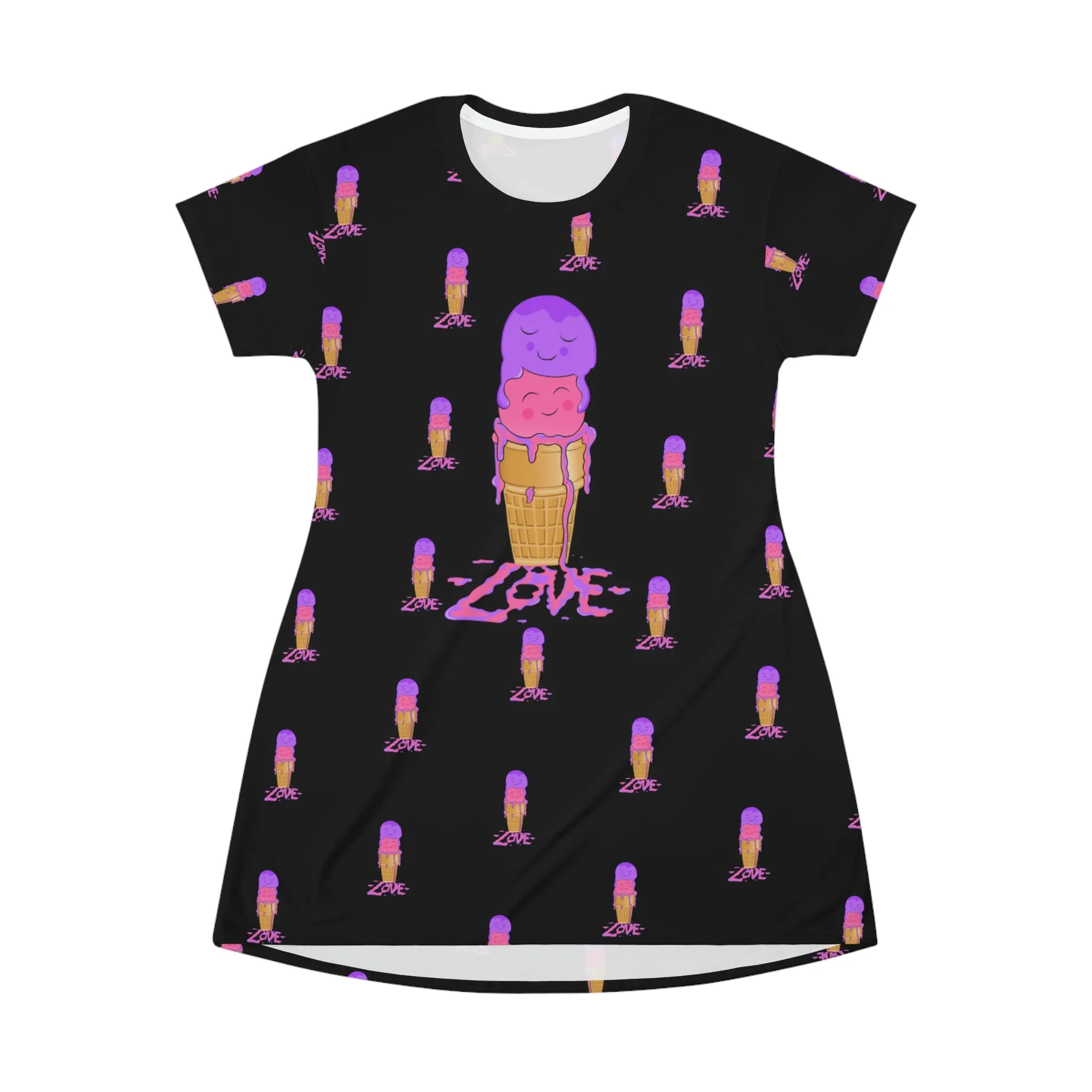 Scoops of Love All Over Print T-Shirt Dress