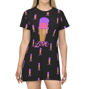 Scoops of Love All Over Print T-Shirt Dress