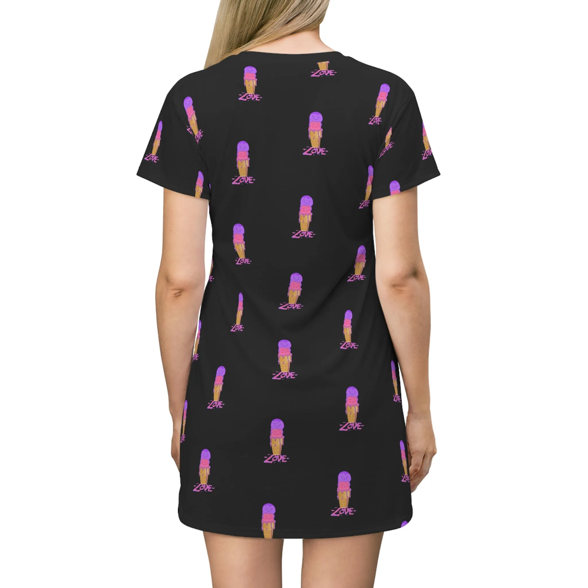 Scoops of Love All Over Print T-Shirt Dress