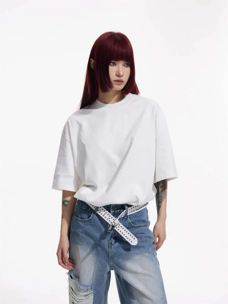 Solid Color Cotton Round Neck T-shirt【s0000006728】