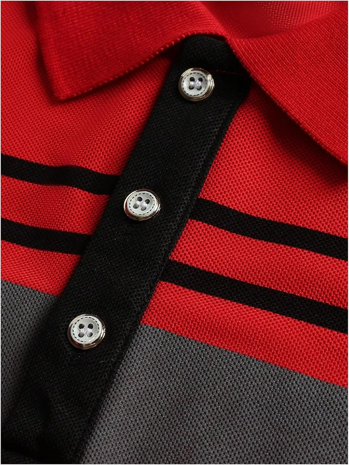SOLY HUX Men's Casual Golf Shirts Short Sleeve Button Down Striped Collared Shirts Summer Work T-Shirt