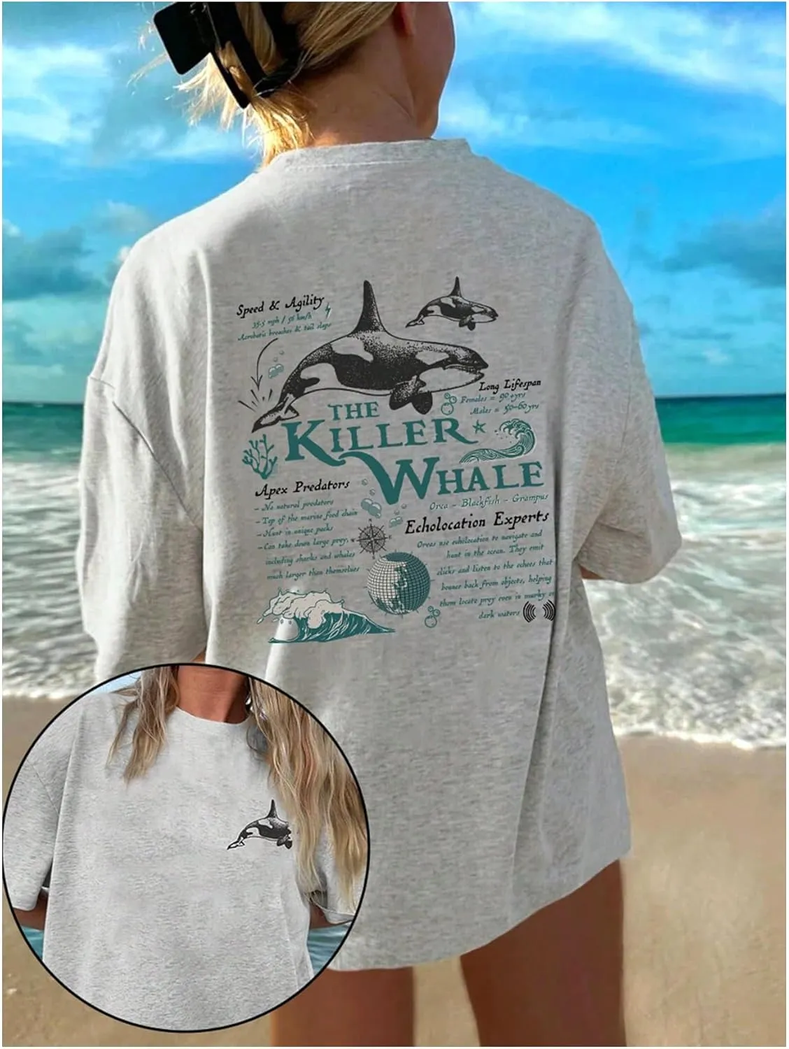 SOLY HUX Women's Summer Graphic Tees Short Sleeve Drop Shoulder Beach Vacation T-Shirt Tops