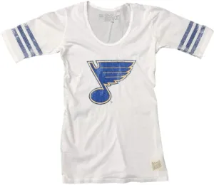 St. Louis Blues Retro Brand WOMEN White Vintage 1/4 Sleeve Fitted T-Shirt