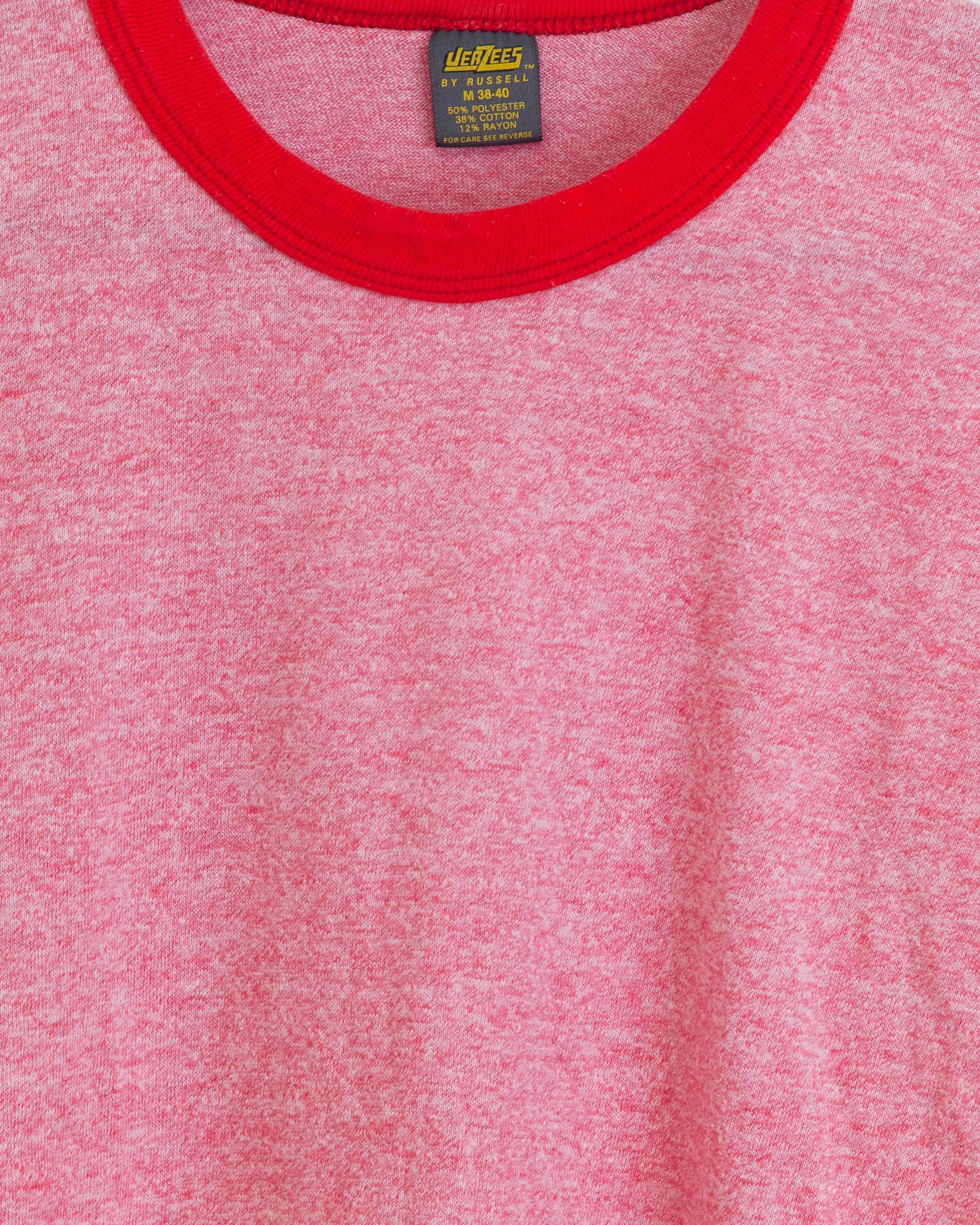 Vintage 1980s Jerzees Tri-Blend Blank Ringer Single Stitch Made in USA T-Shirt (Medium)