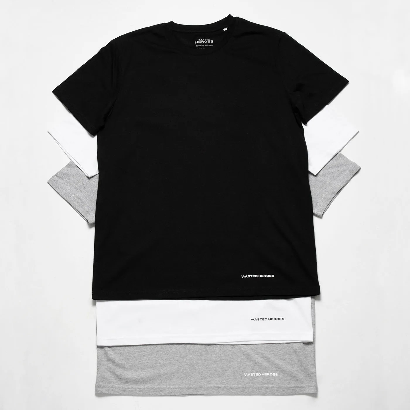 Wasted Heroes Logo - Tshirt - Black/Grey/White