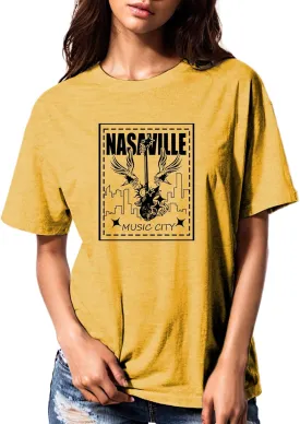 Womens T Shirts Nasaville Concert Country Music Shirt Rock Band Vintage Tee Summer Short Sleeve Graphic Tops