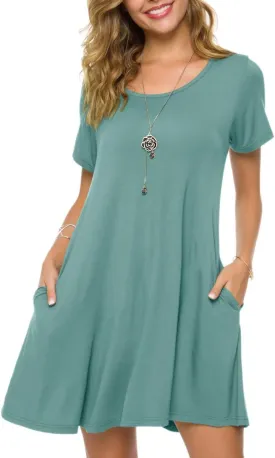 ZENNILO Plus Size Casual T Shirt Dresses for Women Flowy Swing Tunic Dress Pockets